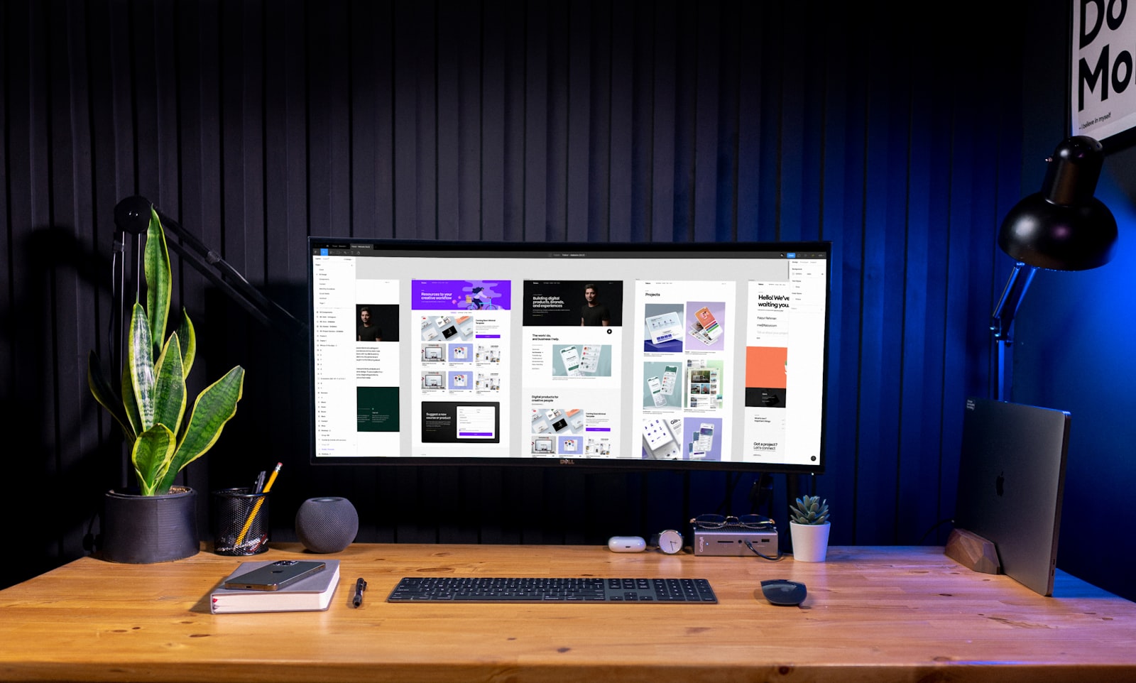 A designer's studio workspace mid-build