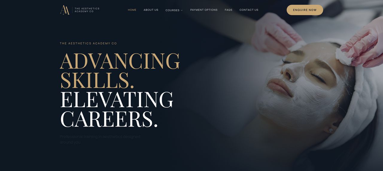 The Aesthetics Academy Co website homepage