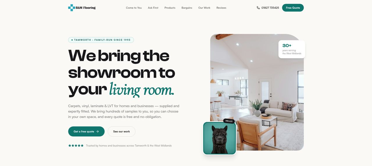 B&M Flooring website homepage